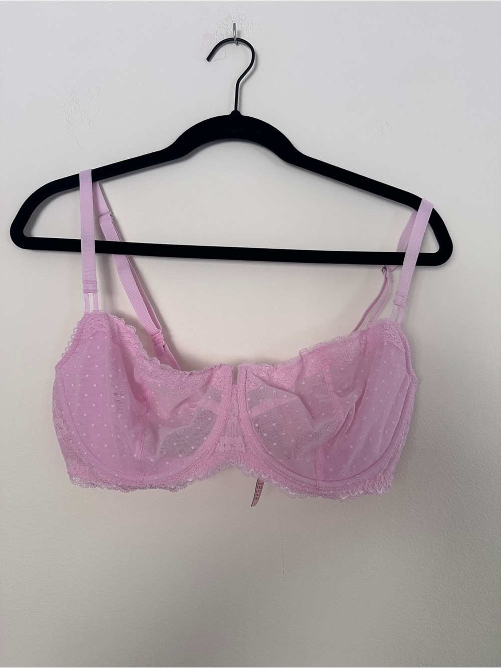 Sheer Lace Underwire Bra - Pink